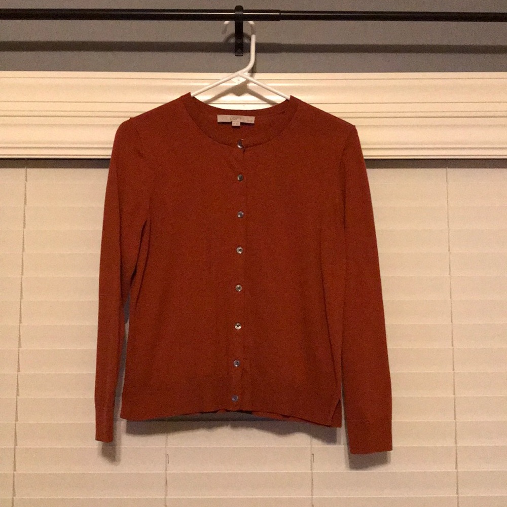LOFT burnt orange cardigan
